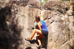 Ellie Bloodworth bouldering at Font, 2018