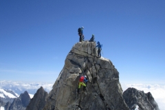 Summit crowds in Dent du Geant. Summer 2019