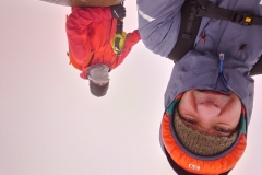 Taking Covid precautions, Snowdon summit. Photo: Jez Nasse