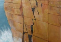 Zig Zag,_Sennen Cove. Original painting by Sam Salmon