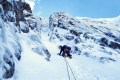 Tabitha Green on -  what else? Green Gully, Ben Nevis. Photo: Alex Rhodes