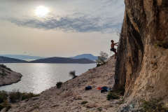 Dom Oughton enjoying winter sun rock!